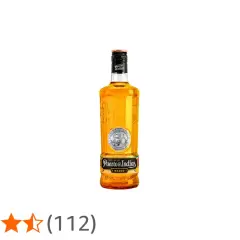Botella de Puerto de Indias Mango, con su distintivo color ámbar. Ideal para cócteles refrescantes sin preocuparse por las calorías.