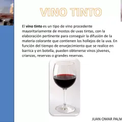 Copa de vino tinto, con texto que explica que el vino tinto es laxante o astringente.
