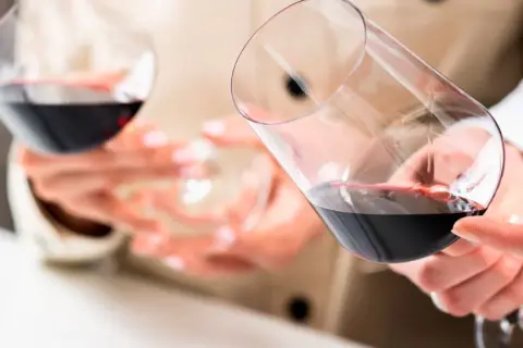 Degustación de vinos tintos. Se aprecian copas con vino, sugiriendo una comparación entre Ribera y Rioja.