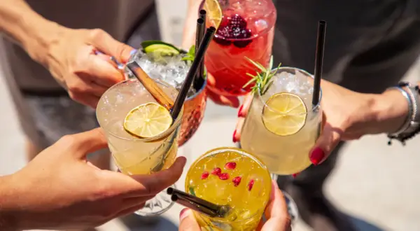 Brindis con cócteles refrescantes. ¿Con qué mezclar ginebra rosa? Prueba con frutos rojos, lima o hierbas aromáticas.