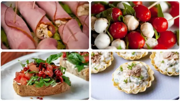 Un delicioso picoteo frío para cumpleaños: rollitos de jamón, brochetas caprese, bruschettas y tartaletas rellenas. ¡Un festín visual!